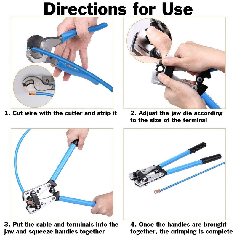 EX ELECTRONIX EXPRESS Battery Cable Lug Wire Crimper and Cable Cutter for 0, 1, 2, 4, 6, 8, 10 AWG - Professional Electrician Crimping Tool Kit by EX ELECTRONIX EXPRESS - Image 3